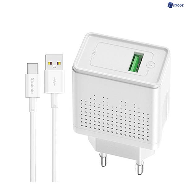 مک دودو CH-5750 QC3.0 PD 3A شارژر دیواری 18 وات Mcdodo CH-5750+کابل تایپ سی - تصویر 1