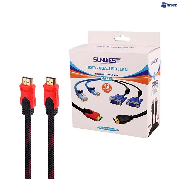 کابل HDMI پوست ماری سان وست Sunwest طول 15 متر کابل 15 متری hdmi پوست ماری سان وست sunwest - تصویر 1